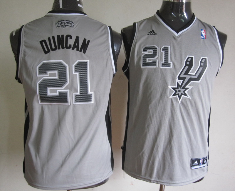  NBA Kids San Antonio Spurs 21 Tim Duncan New Revolution 30 Swingman Alternate Grey Youth Jersey